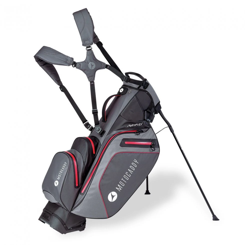 Motocaddy HydroFLEX Golf Trolley/Stand Bag 2023 - Grey/Red 1 Motocaddy HydroFLEX Golf Trolley/Stand Bag 2023 - Grey/Red