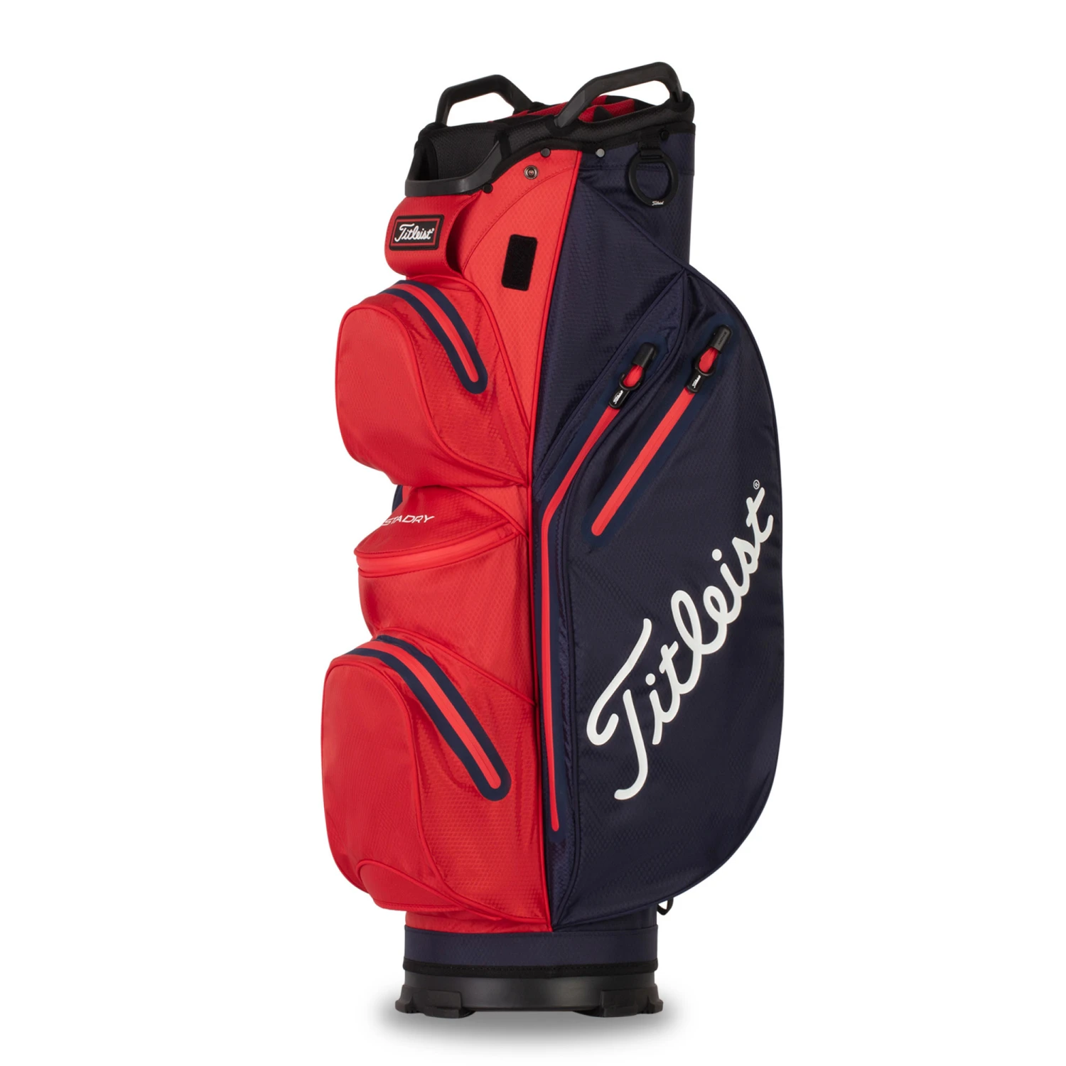 Titleist StaDry Waterproof 14 Way Golf Cart Bag - Navy/Red 1 Titleist StaDry Waterproof 14 Way Golf Cart Bag - Navy/Red