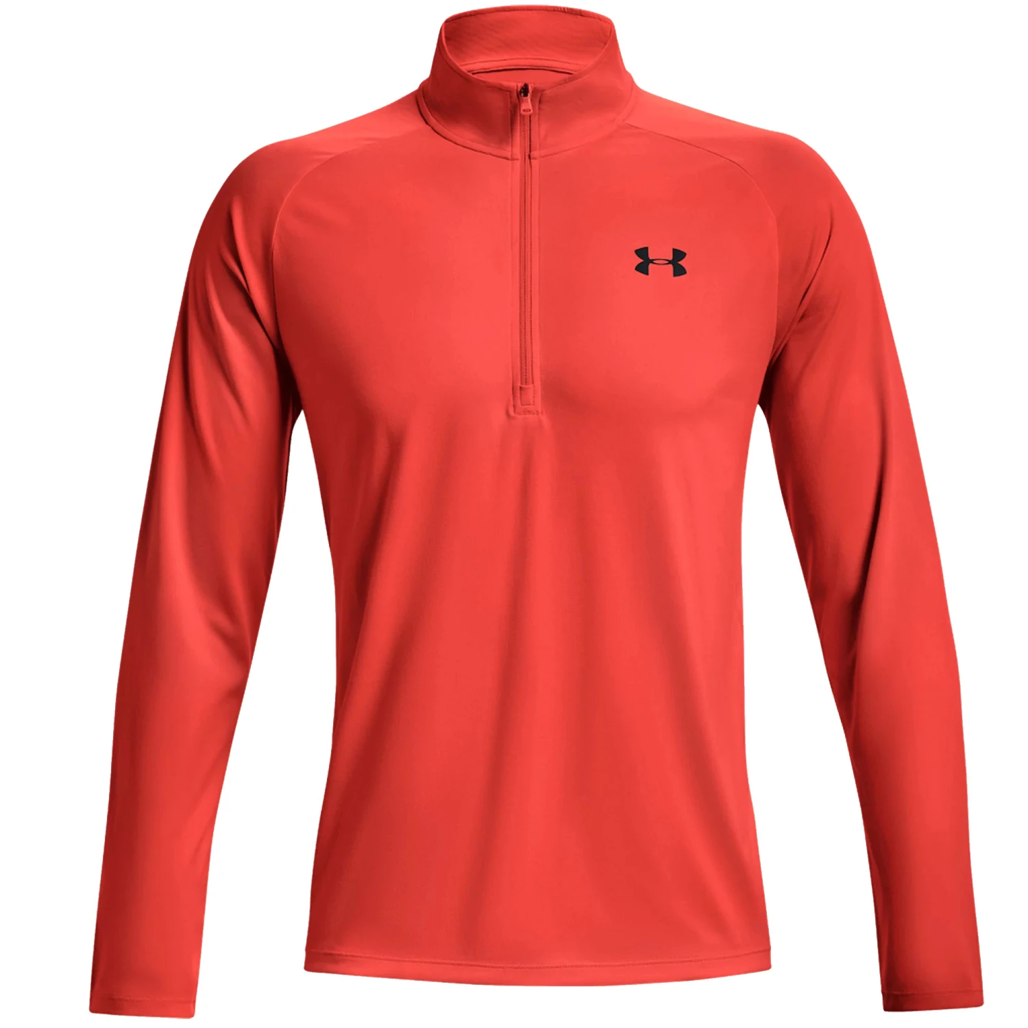 Under Armour Tech 2.0 Half Zip Long Sleeve Golf Top - Orange 1 Under Armour Tech 2.0 Half Zip Long Sleeve Golf Top - Orange