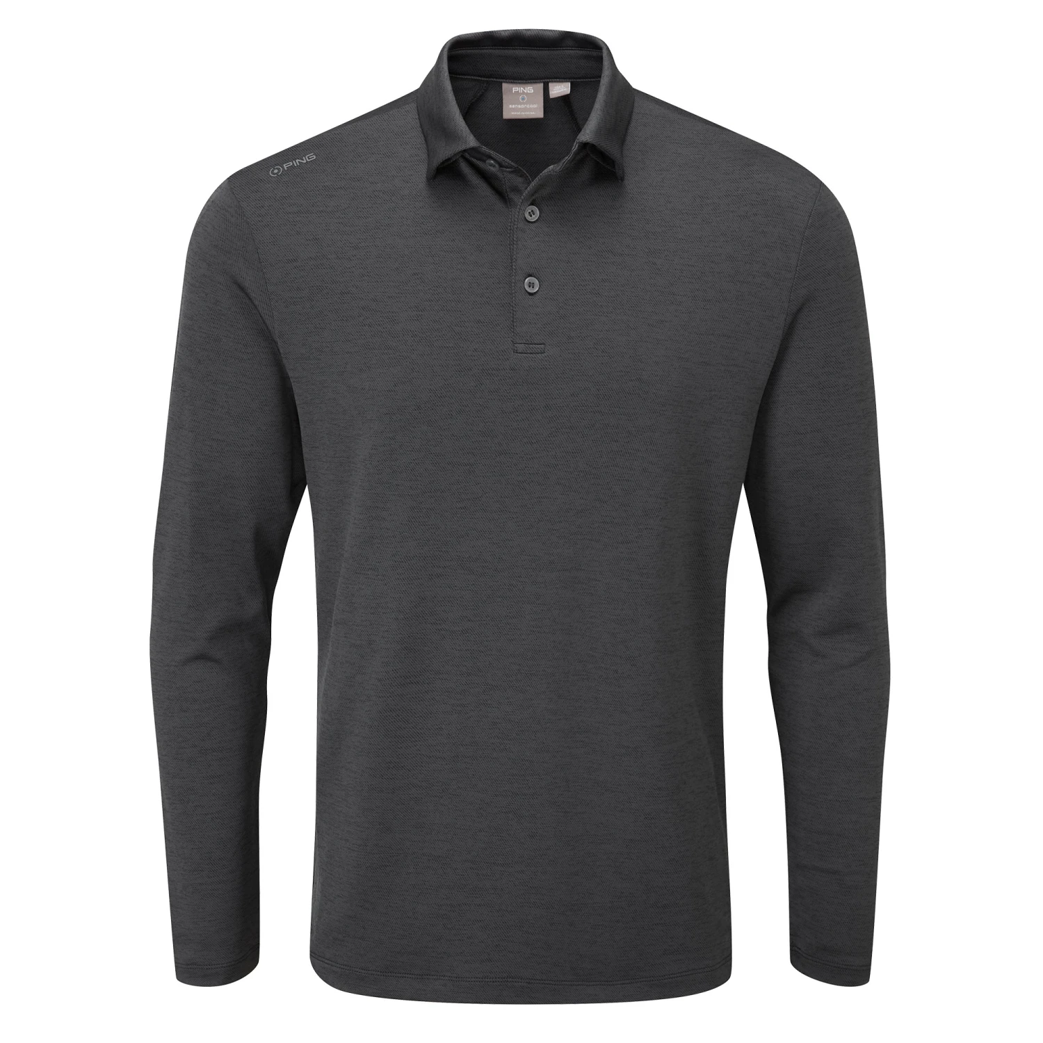 Ping Angus Long Sleeve Golf Polo Shirt - Asphalt 1 Ping Angus Long Sleeve Golf Polo Shirt - Asphalt