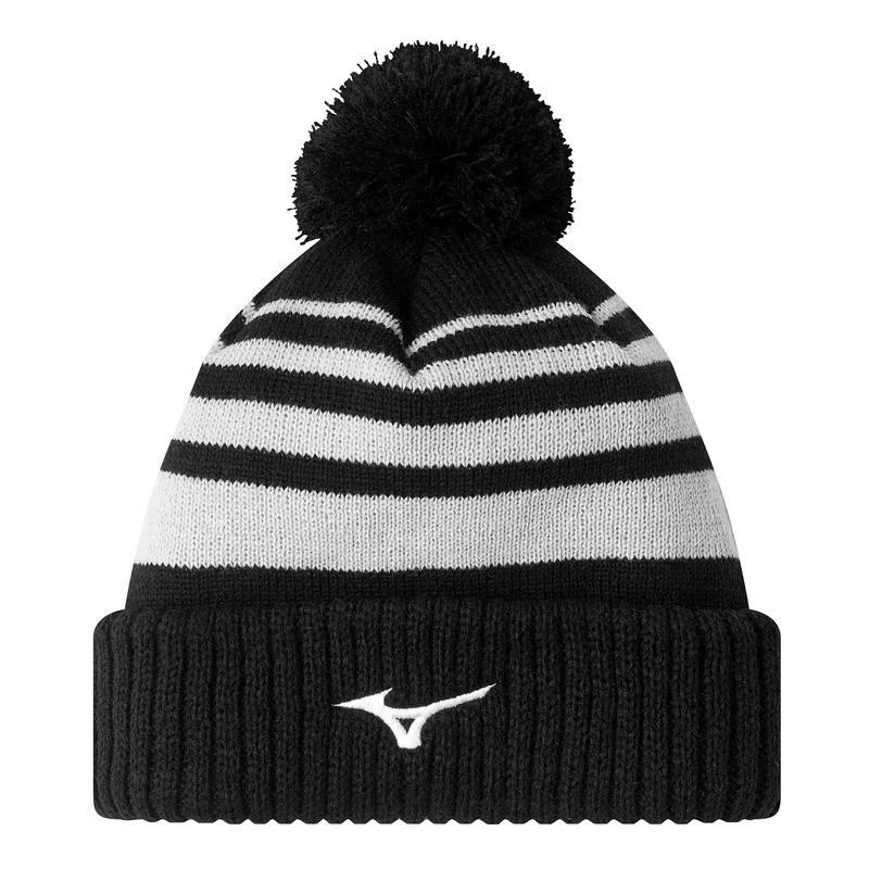 Mizuno Breathe Thermo Pom Pom Beanie Hat - Black 1 Mizuno Breathe Thermo Pom Pom Beanie Hat - Black