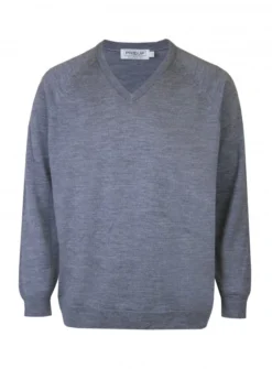ProQuip Merino Water Repellent Sweater V Neck - Grey Marl